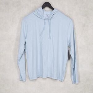The Men's Store Cotton Slub Hoodie Celestialc Blue Size XL